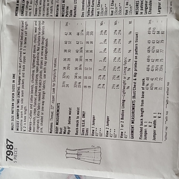 Simplicity Misses Jumper 2 Lengths Sewing Pattern 7987 Sz 8-20 Vintage 1… - Picture 3 of 8